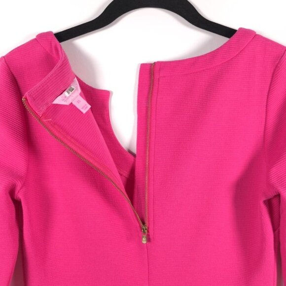 Lilly Pulitzer Pink 3/4 Sleeve Lina Shift Dress Gold Button Detail 18050 Size XS - Picture 10 of 15
